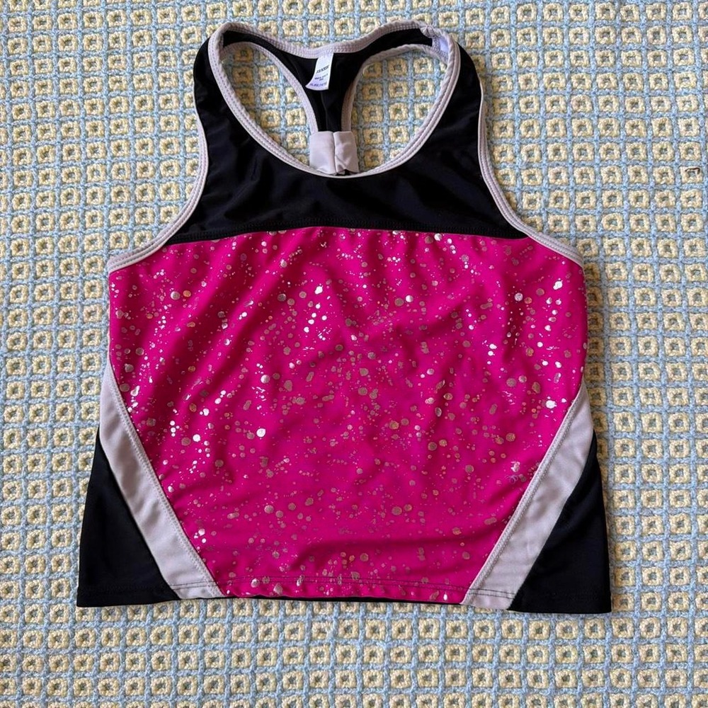 Joe Boxer Pink Black Colorblock Sparkle Racerback Workout Tank Top Women XS S